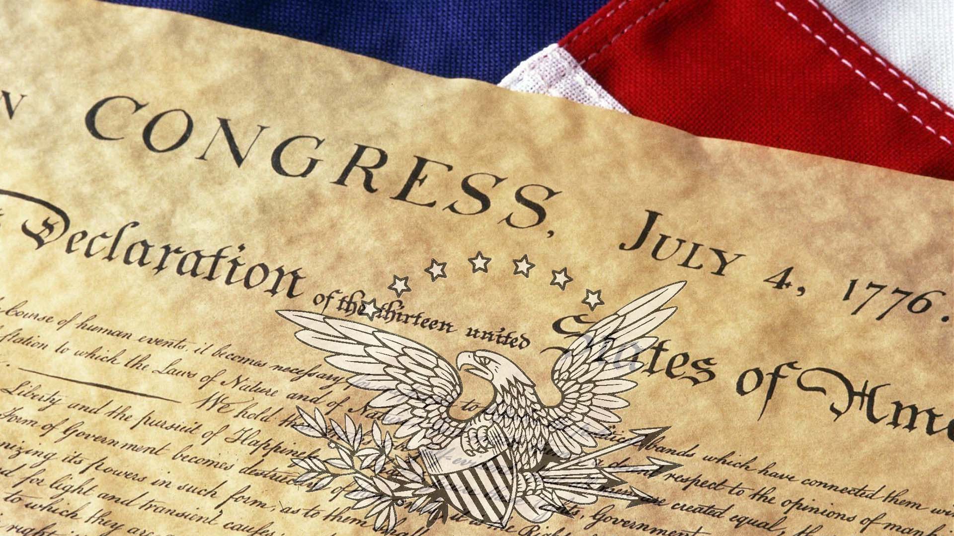 US Constitution and flag